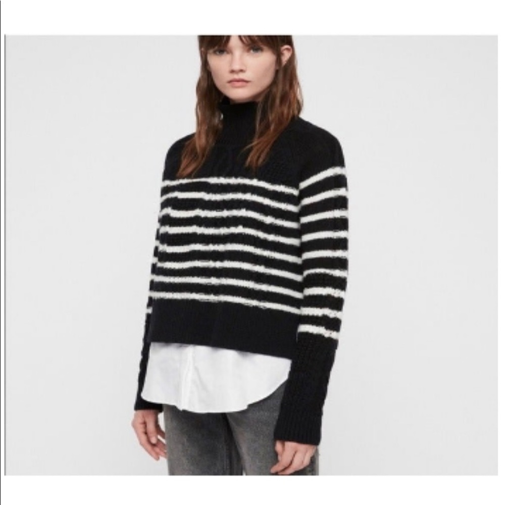 NWT All Saints Mari Roll Neck Striped Sweater - Picture 3 of 10